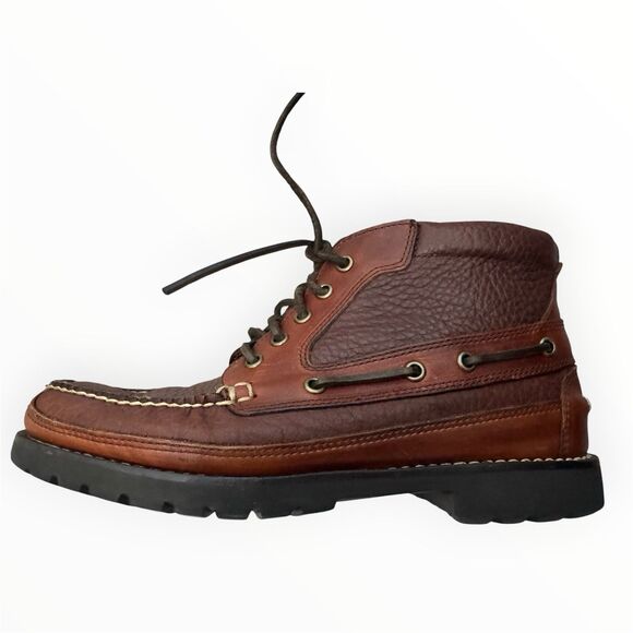 LL Bean Chukka Allagash Brown Leather Moc Toe Boots Ranger Size 8.5 main image 4